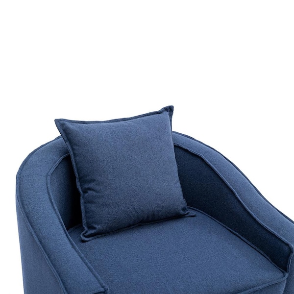 HOMEFUN Modern Upholstered Comfy Navy Blue Linen Fabric Accent Chair with  Ottoman HFHDSN-620NY - The Home Depot