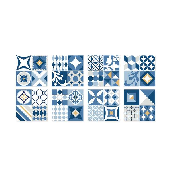 smart tiles Vintage Azur Blue 9 in. W x 9 in. H Multi Peel and StickSelf-Adhesive Decorative Mosaic Wall Tile Backsplash (6-Pack)