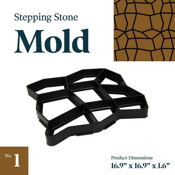 Yard Elements 17 In X 17 In X 1 5 In Black Plastic Mold Reusable Concrete Stepping Stone Diy Paver Pathway Maker 02 0265 The Home Depot