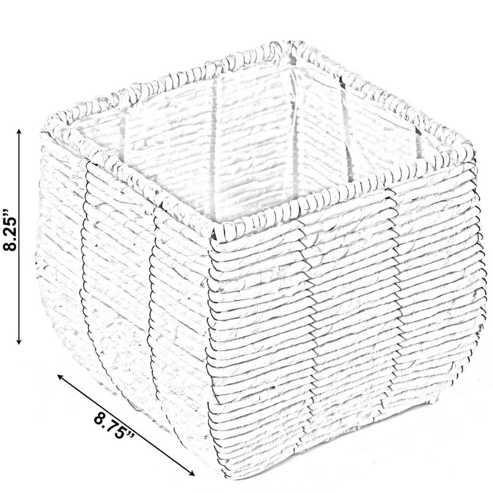 Rustic Woven Square Medium Planter with Leak-Proof Lining