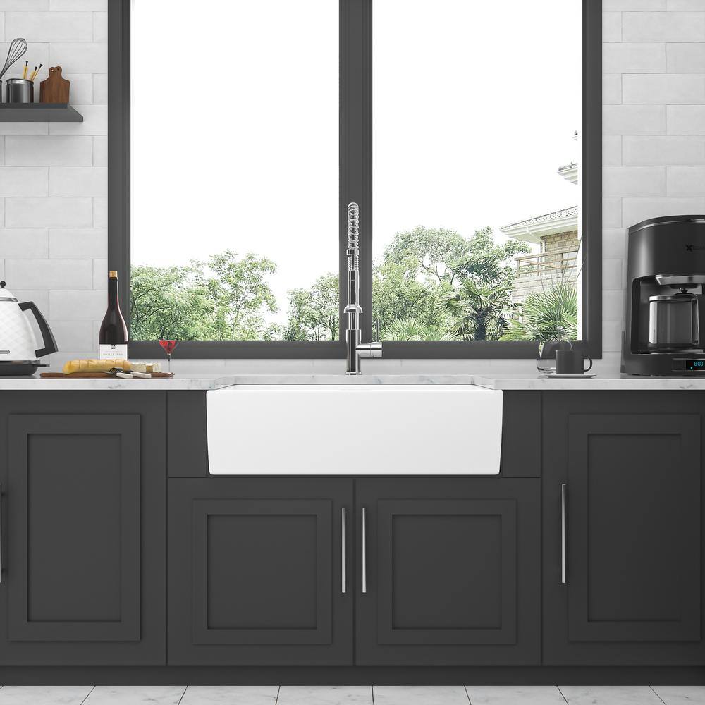 36-Inch White Ceramic Farmhouse Single Bowl Kitchen Sink