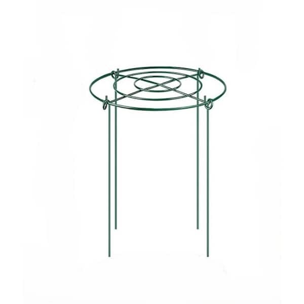 11.5 in. D x 16 in. H Peony Cages and Supports, Heavy Duty Metal Plant Support Ring for Outdoor Plants in Green (8-Pack)