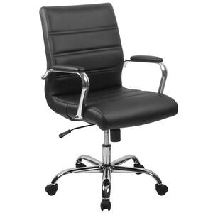 23 in. Width Standard Black/Chrome Faux Leather Task Chair