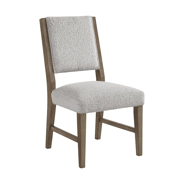 Bassett Oak Wood Light Grey Boucle Fabric Dining Side Chair (2 Per Carton)