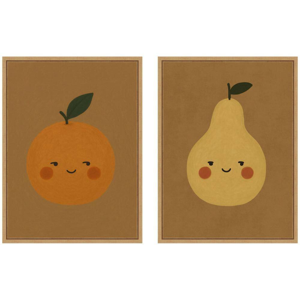 "2 Piece Sylvie ""Vintage Smiling Pear & Orange"" by Laura Moss Food Framed Art Print Set 24 in. x 18 in." price history on PriceWatchPro