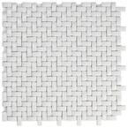Expressions Weave White 12-1/4 in. x 12-1/4 in. x 7 mm Glass Mosaic Tile (1.04 sq. ft./Each)