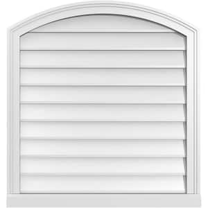 30 in. x 32 in. Arch Top Surface Mount PVC Gable Vent: Functional with Brickmould Sill Frame