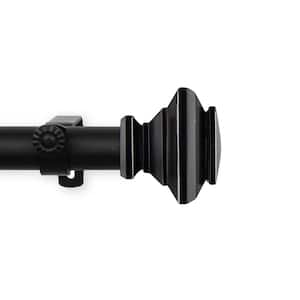 160 in. - 240 in. Adjustable Single Curtain Rod 1 in. Dia in Black with Shea Finials