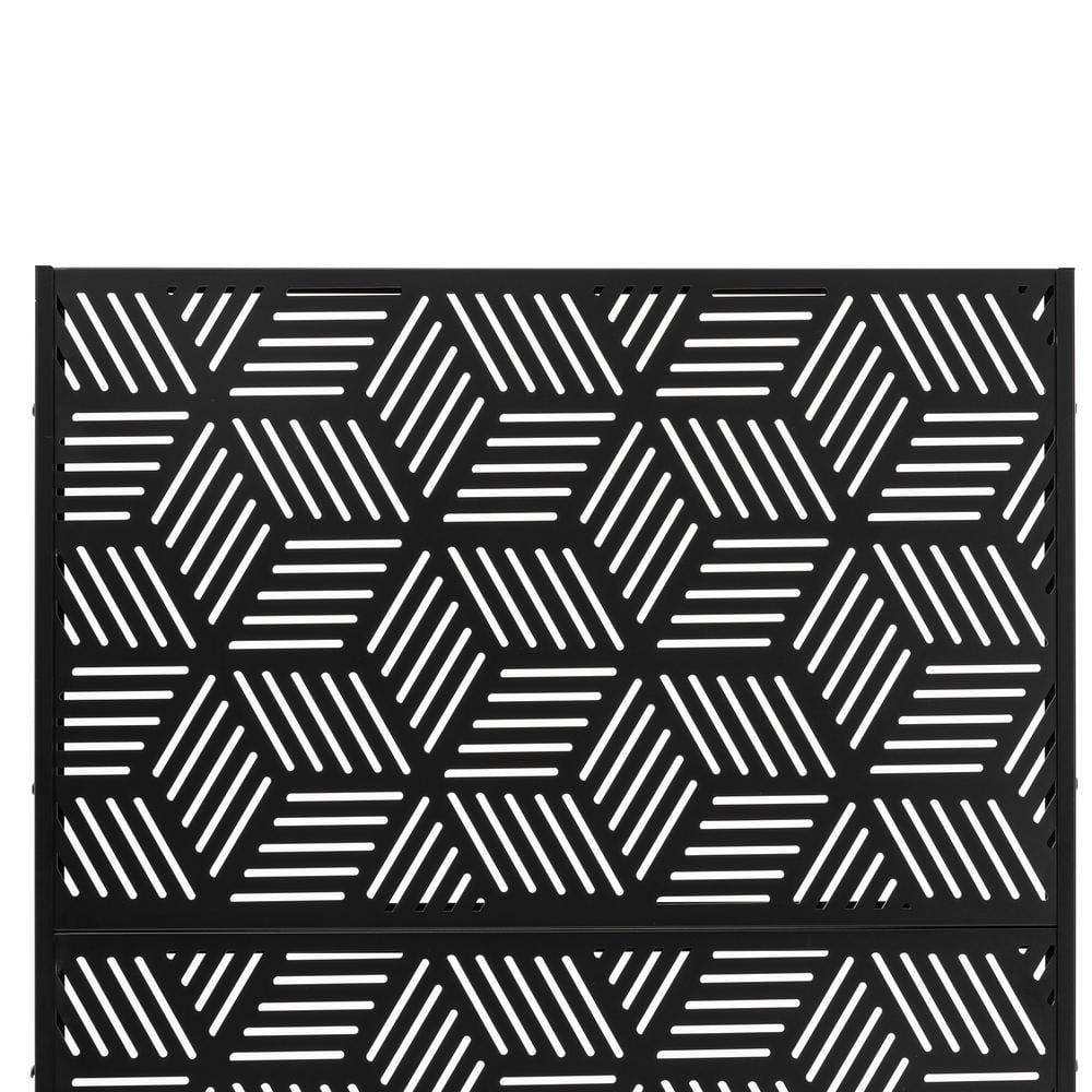 Black Matte Geometric Pattern Steel Privacy Screen Divider