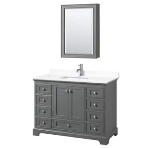 Deborah 48 in. W x 22 in. D Single Vanity in Dark Gray with Cultured Marble Vanity Top in White with Basin and Med Cab