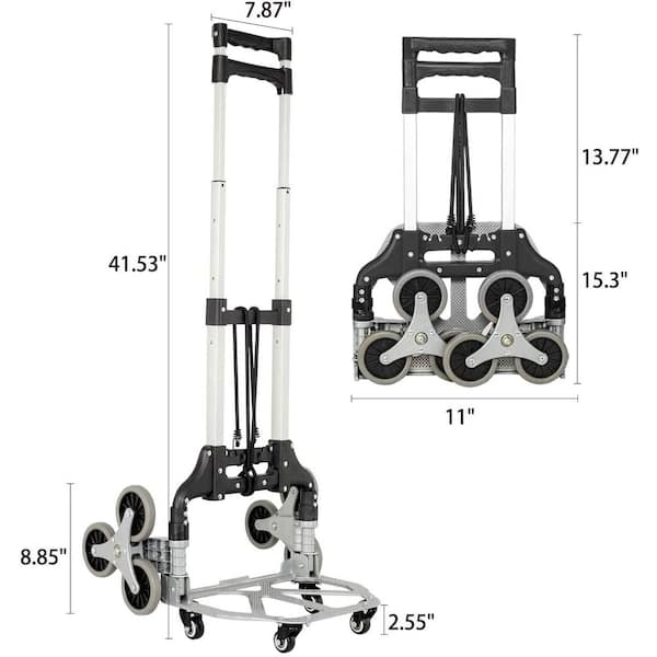 Stair Climbing Cart 330lbs, Portable Stair Folding Trolley Backup