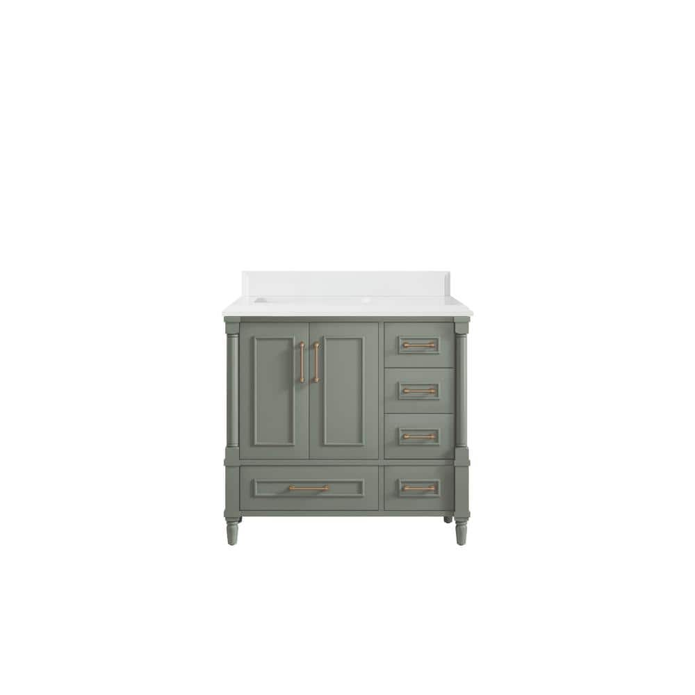 Hudson 36 in. W x 22 in. D x 36 in. H Left Offset Sink Bath Vanity in Evergreen with 1.5 in. White Qt. Top price history on PriceWatchPro