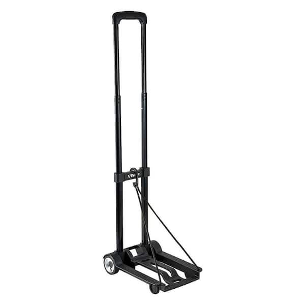Folding Hand Truck, 110 lbs. Load Capacity, Collapsible Luggage Cart with 2-Wheels & 1 Elastic Rope, Black, 2025 Update