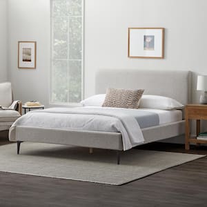 Dillon Light Gray Polyester Frame King Upholstered Platform Bed with Metal Legs