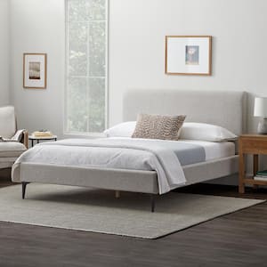 Dillon Light Gray Polyester Frame Queen Upholstered Platform Bed with Metal Legs