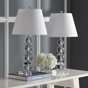 Millie 26.5 in. Clear Crystal Ball Table Lamp with White Shade (Set of 2)