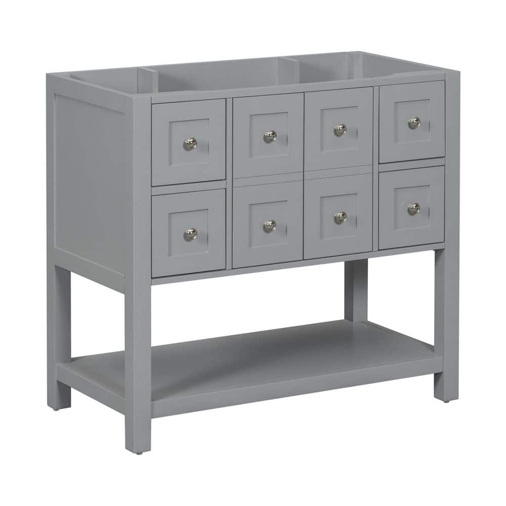 35.6 in. W x 17.9 in. D x 33 in. H Bath Vanity Cabinet without Top Solid Wood Frame Cabinet in Grey with Drawers price history on PriceWatchPro