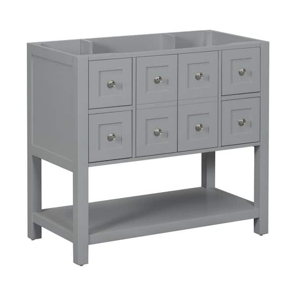 33 in. W x 17.8 in. D x 35.6 in. H Bath Vanity Cabinet without Top Solid Wood Frame Cabinet in Grey with Drawers