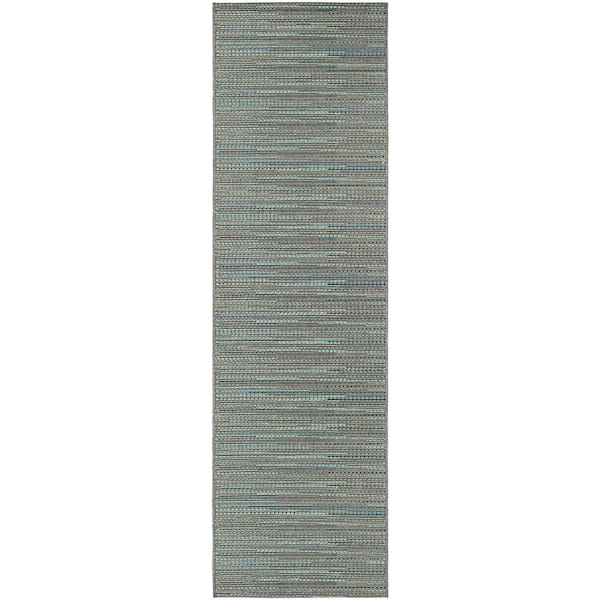 Monaco Larvotto Blue-Multi 2 ft. x 12 ft. Indoor/Outdoor Runner Rug