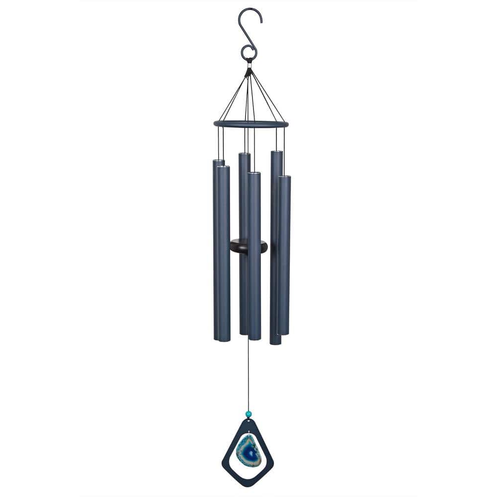 39 in. Blue Metal Windchime with Blue Gemstone