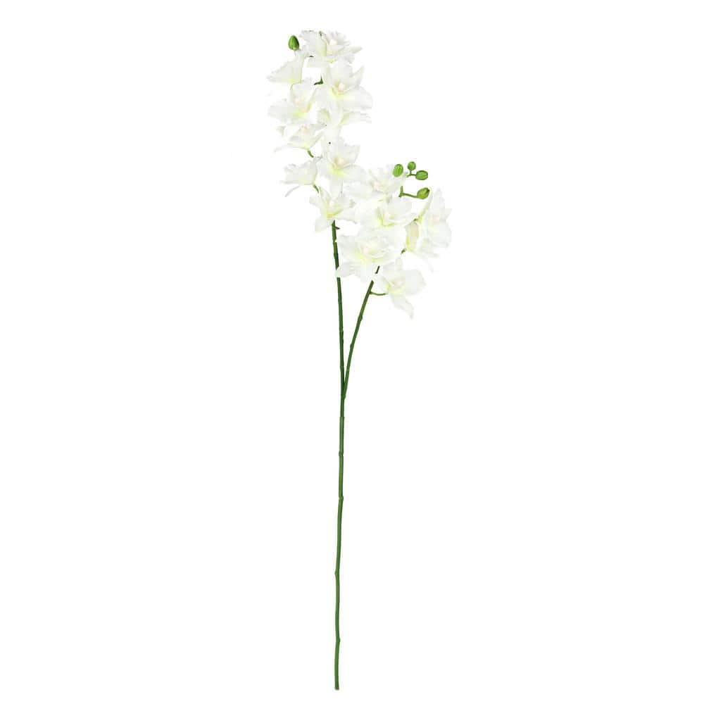 LIVING LUXURY 35 in. Large Cream White Artificial Cattleya Orchid