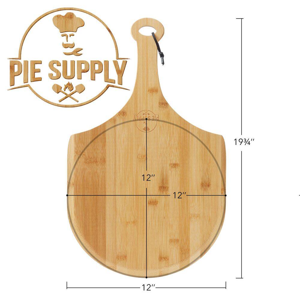 12-Inch Natural Bamboo Pizza Peel with Handle