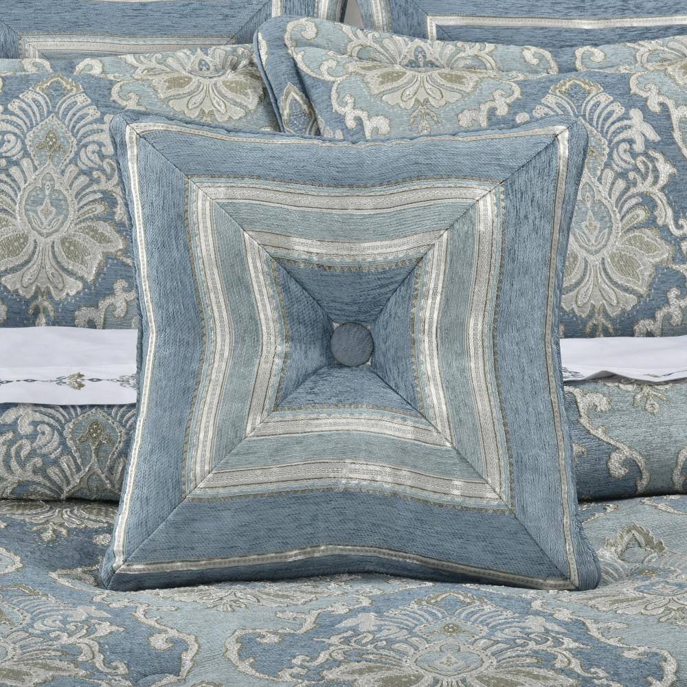 Celtic 18" Square Velvet Throw Pillow with Tufted Button