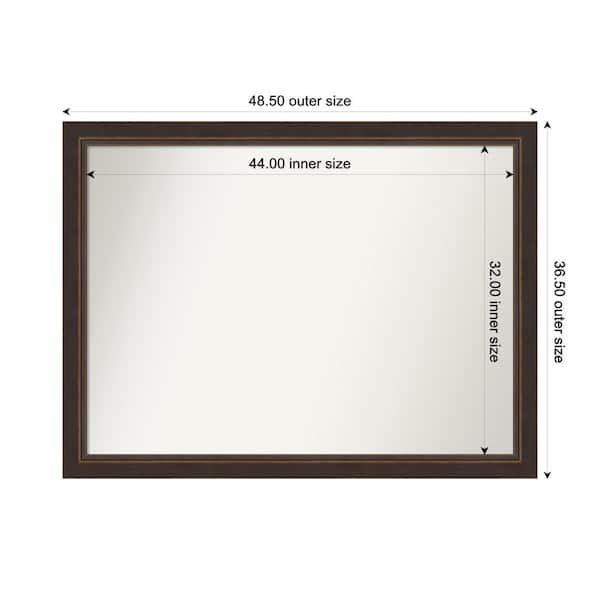 Amanti Art Lara Bronze 48.5 in. x 36.5 in. Custom Non-Beveled Wood FramedBathroom Vanity Wall Mirror