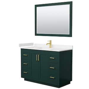 Miranda 48 in. W x 22 in. D x 33.75 in. H Single Sink Bath Vanity in Green with Carrara Cultured Marble Top & Mirror