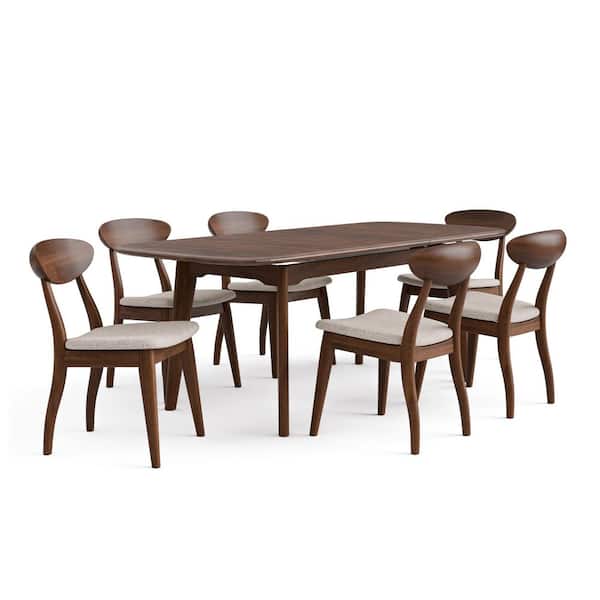 Furniture of America Shelun 7-Piece Mid Century Rectangle Rich