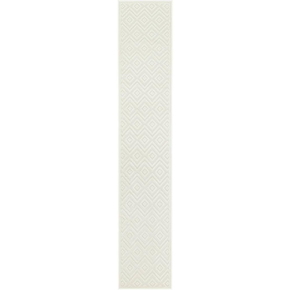 Versatile Ivory White 2 ft. x 12 ft. Diamond Contemporary Runner Indoor Area Rug price history on PriceWatchPro