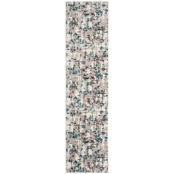 Skyler 2 ft. x 16 ft. Gray/Blue Geometric Runner Rug