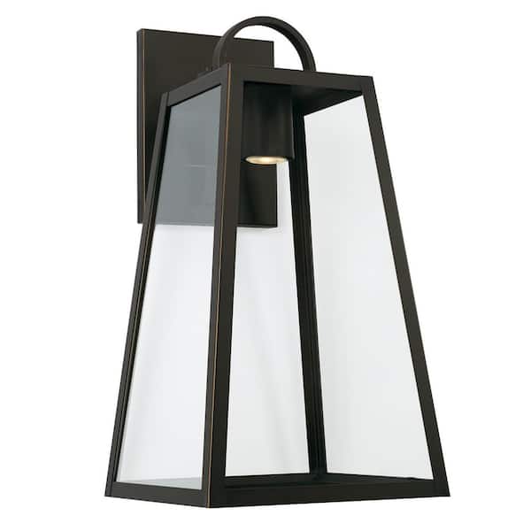 Leighton 23 in. Oiled Bronze Outdoor Hardwired Night Sky Wall Lantern Sconce with Clear Glass and No Bulbs Included