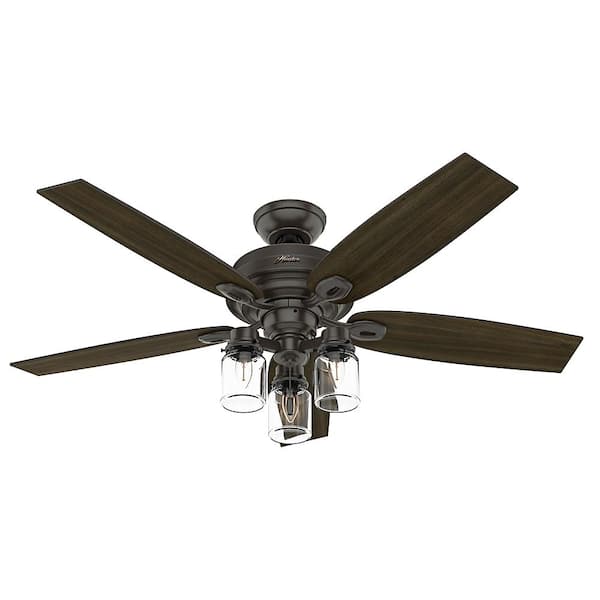 Hunter Crown Canyon II 52 in. LED Indoor Noble Bronze Ceiling Fan with Light Kit