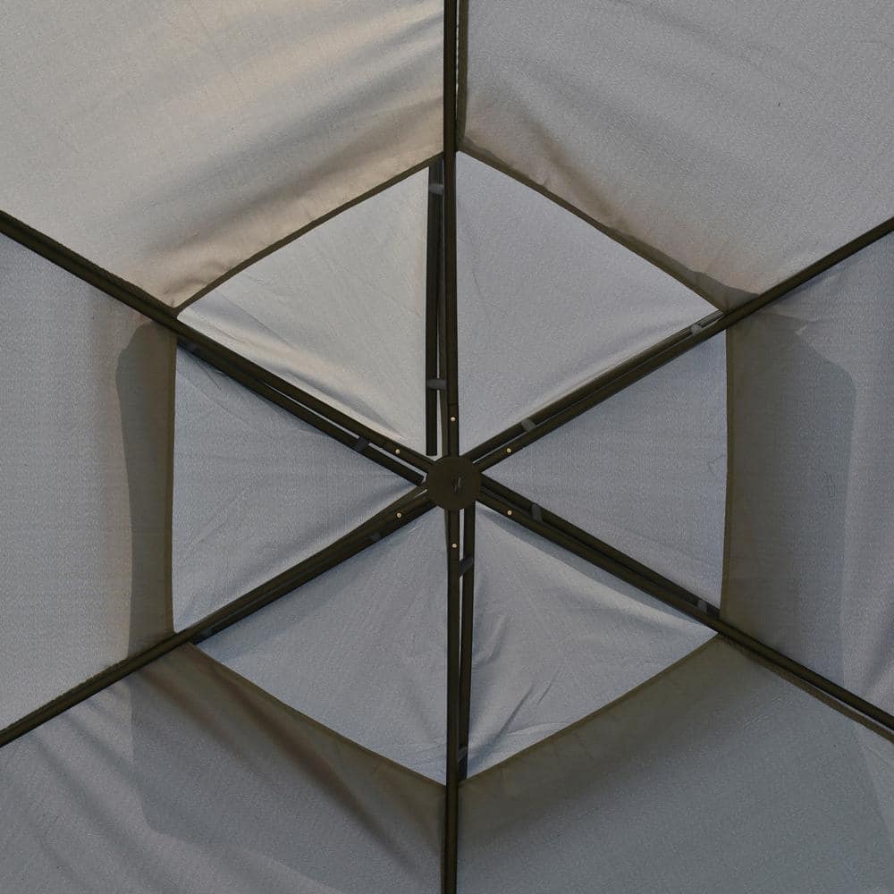 12' x 12' Gray Steel Patio Gazebo with Netting and Curtains
