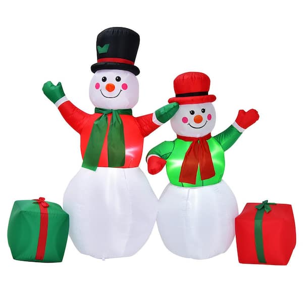 Costway 6 ft. and 7.5 ft. Christmas Inflatable Snowmen Blow Up Christmas Decoration with LED Lights