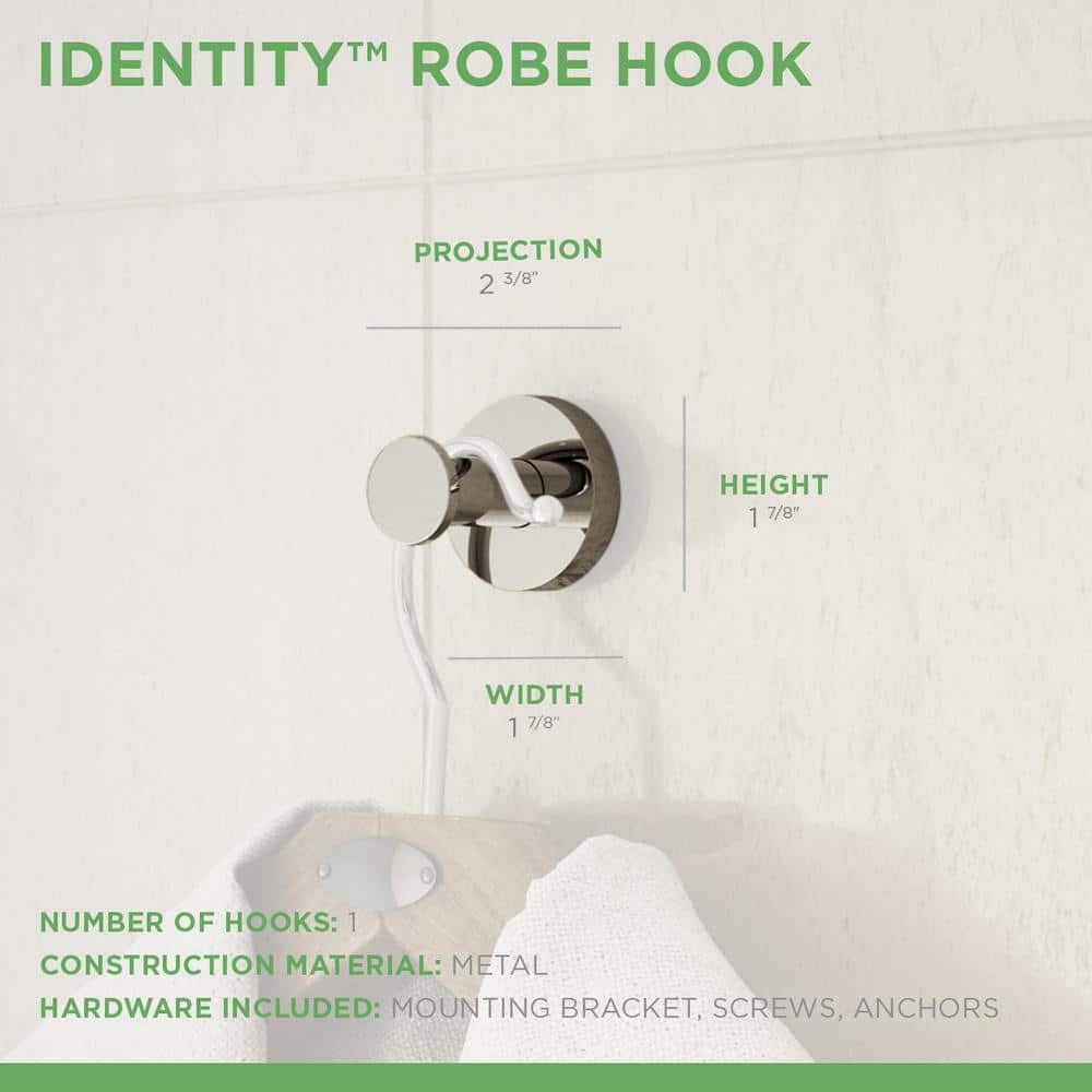 Polished Chrome Metal Wall-Mounted Robe Hook