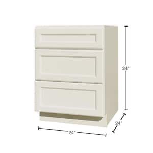 LaPort Assembled 24x34.5x24 in. Base Cabinet with 3 Drawers in Classic White