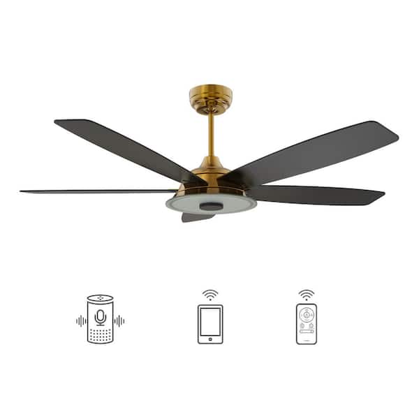CARRO Hardley 52 in. Dimmable LED Indoor/Outdoor Gold Smart Ceiling Fan with Light and Remote, Works with Alexa/Google Home