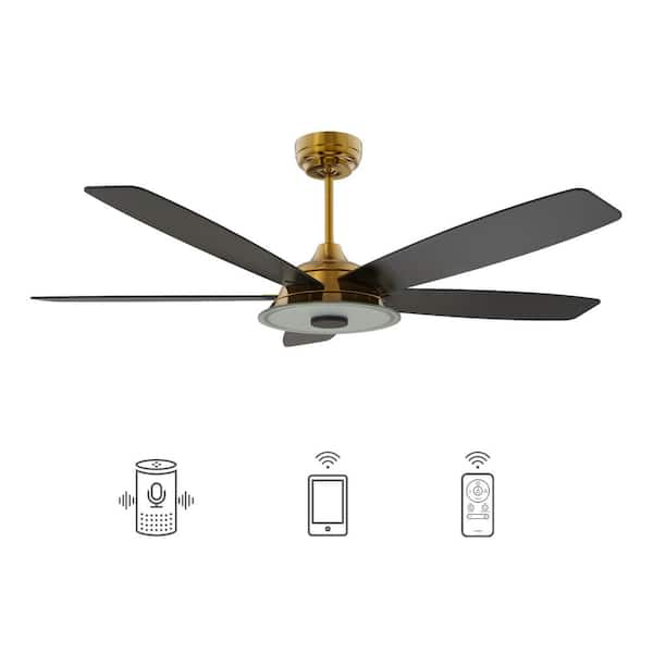 CARRO Hardley 56 in. Dimmable LED Indoor/Outdoor Gold Smart Ceiling Fan with Light and Remote, Works with Alexa/Google Home