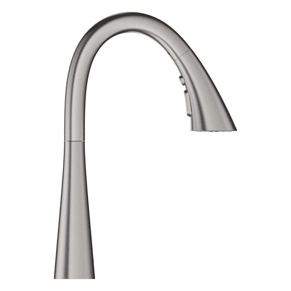 Modern Black Metal Kitchen Faucet with Triple Spray and Pull-out Feature