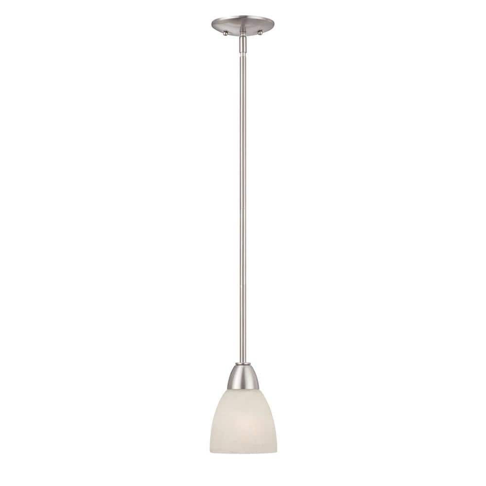Brushed Nickel Mini Pendant Light with Alabaster Glass Shade