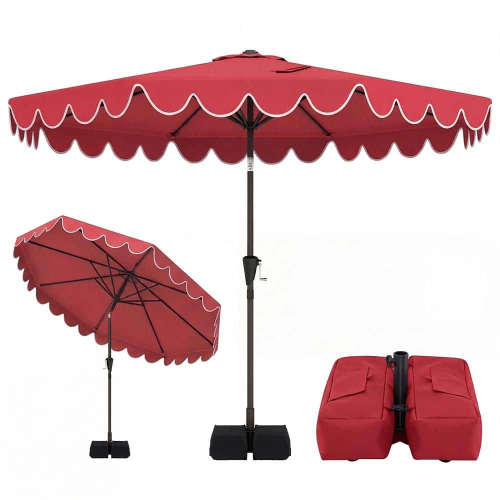 10 ft. Patio Umbrella with Weighted Base Included Outdoor Market Umbrella with Push Button Tilt and Crank Wine Red price history on PriceWatchPro
