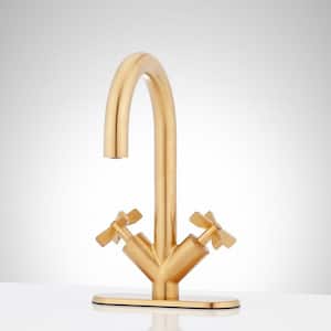 Vassor 8 in. Widespread Double Handle Bathroom Faucet in Brushed Gold