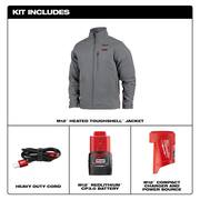 Men's 2X-Large M12 12V Lithium-Ion Cordless TOUGHSHELL Gray Heated Jacket with (1) 3.0 Ah Battery and Charger