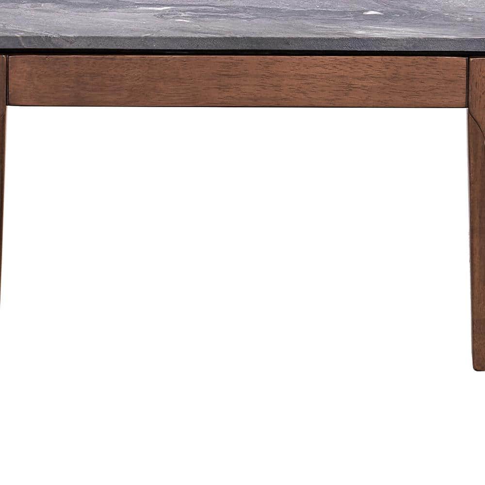 24" Walnut and Engineered Stone Square Side Table
