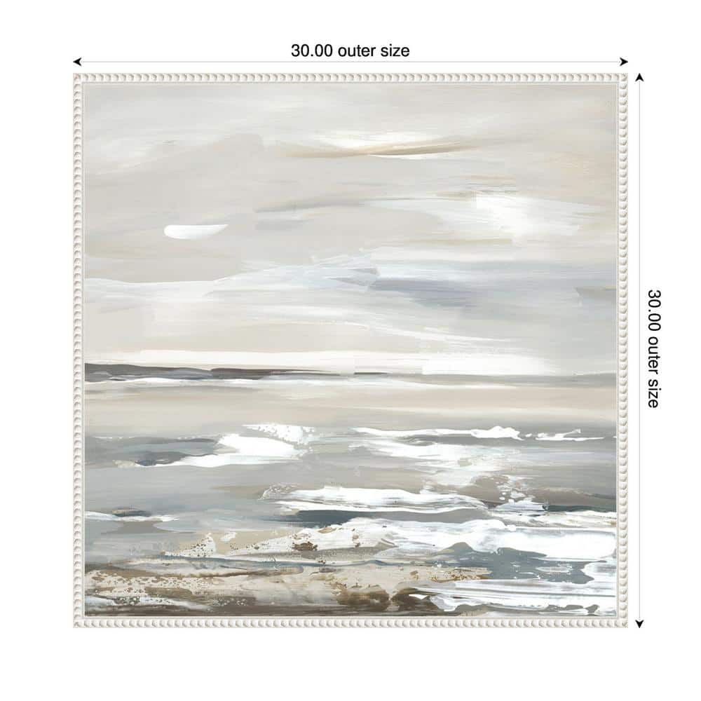 Oceanic Dreams Abstract Coastal Canvas Wall Art in White Frame