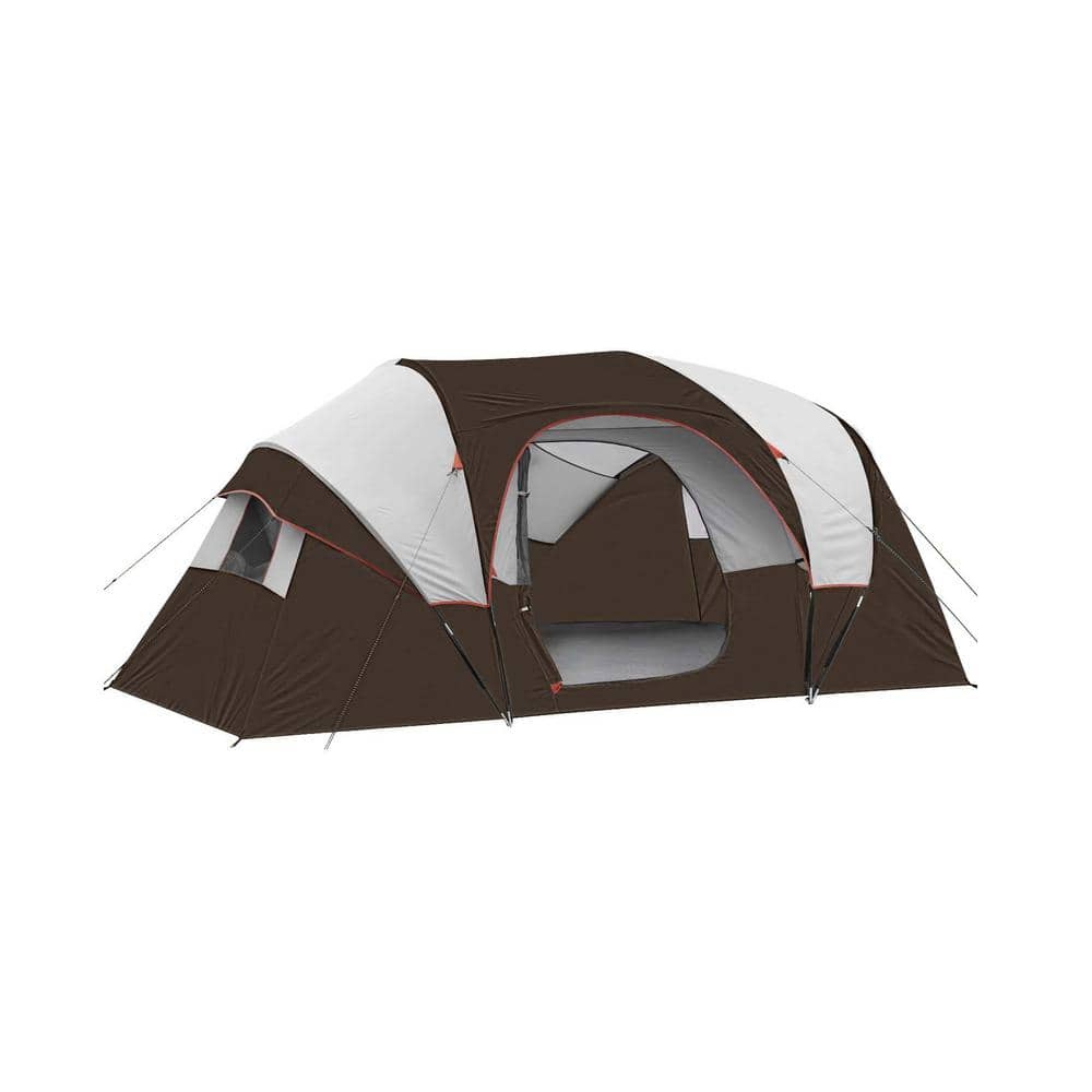 14 ft. x 11 ft. Brown 10-Person Canopy Portable Camping Tent with 4 Mesh Windows for Outdoor Camping price history on PriceWatchPro