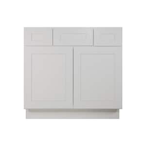 2-Drawer 36 in. W x 21 in. D x 34.5 in. H Ready to Assemble Bath Vanity Cabinet without Top in Shaker Dove