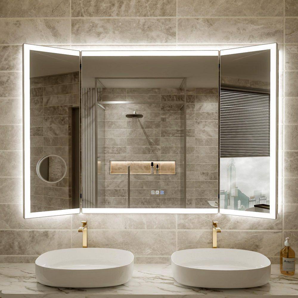 AZDHOME 54 in. W x 36 in. H Rectangular Frameless Wall Mounted